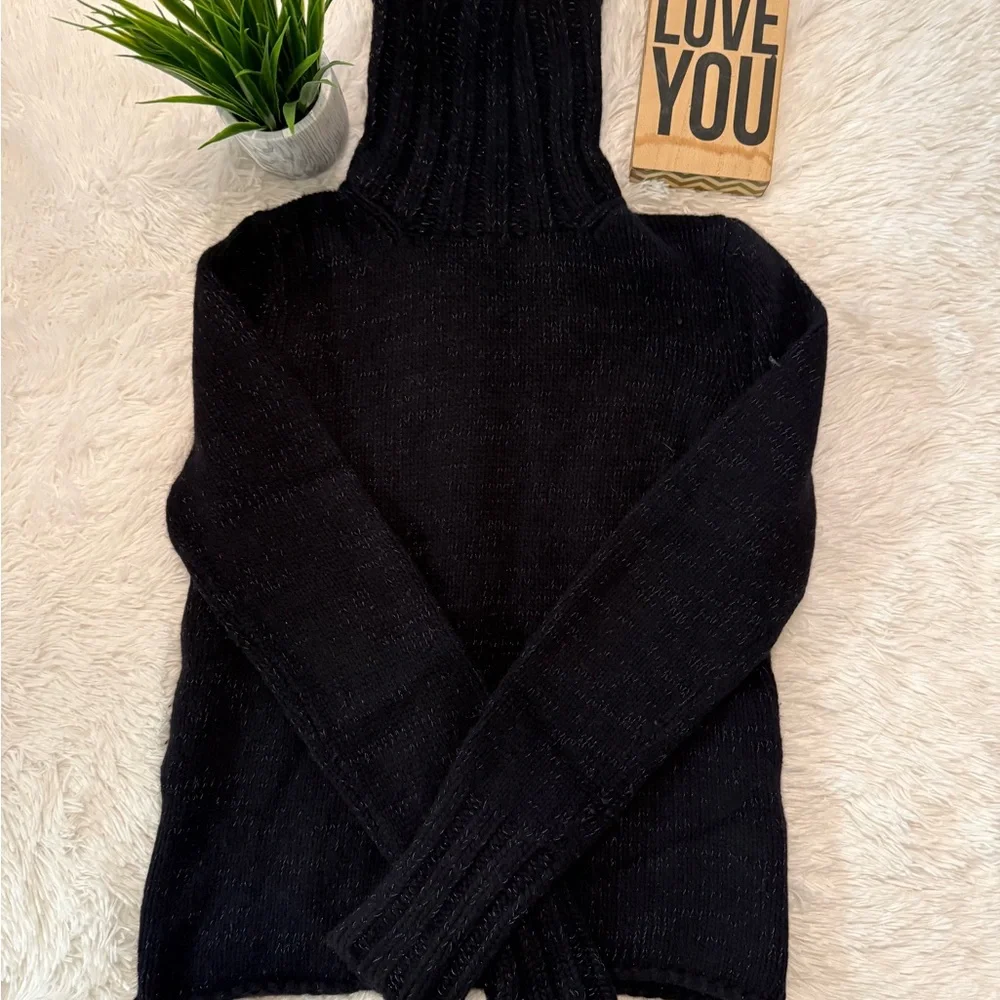 Gap Black Turtleneck Sweater with Silver Accents